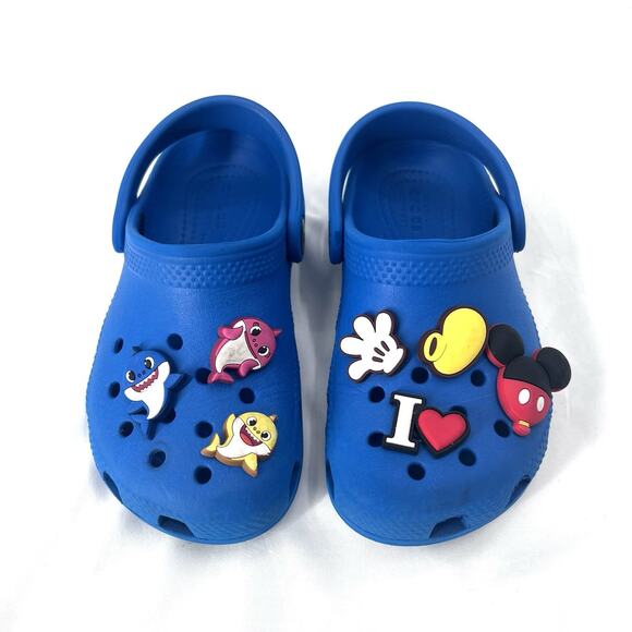 Crocs Classic Clogs Blue Rubbber Sandals Shoes Kids Size C10 - Picture 3 of 7